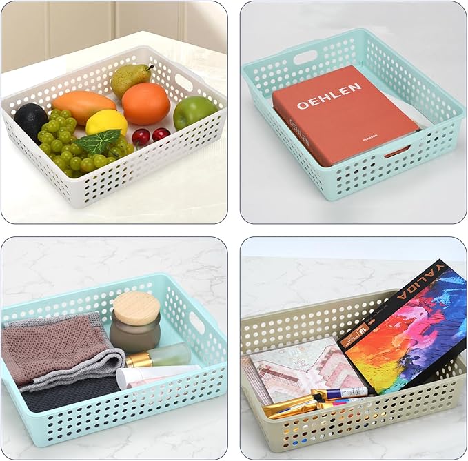 6-Pack Stackable Paper Trays with Handles, Modern Desktop Organizer for A4 Documents, Homework Turn-In Bins for Classroom & Office Use