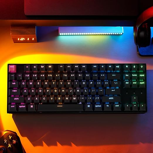 Keychron K8 Version 2 TKL Custom Wireless Mechanical Keyboard, QMK Programmable Bluetooth 5.2/Wired, RGB Backlit with Shine-Through PBT Keycaps, Super Banana Switch for Mac Windows Linux