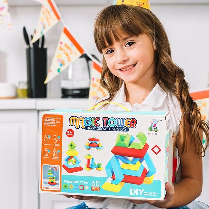 Montessori Toys for Ages 3-6 Year Old Toddlers Boys Girls Preschool Learning Stacking Toy Building Blocks Educational STEM Sensory Toys Gifts