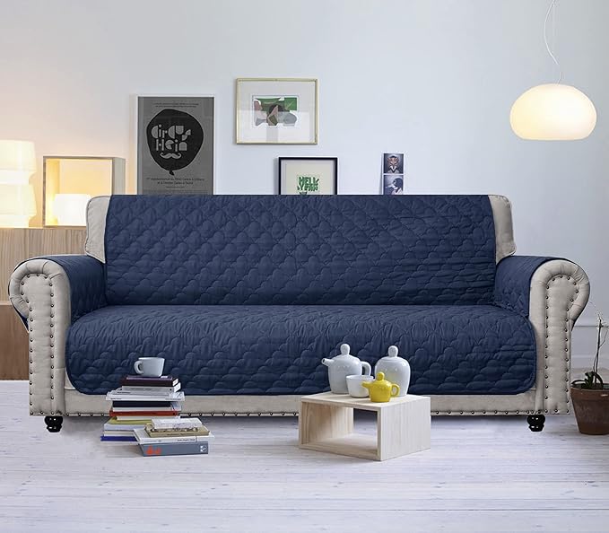 CHHKON Waterproof Nonslip Recliner Cover Stay in Place Dog Couch Chair Cover Furniture Protector Ideal Sofa Slipcovers for Pets and Kids (Navy, 30'')