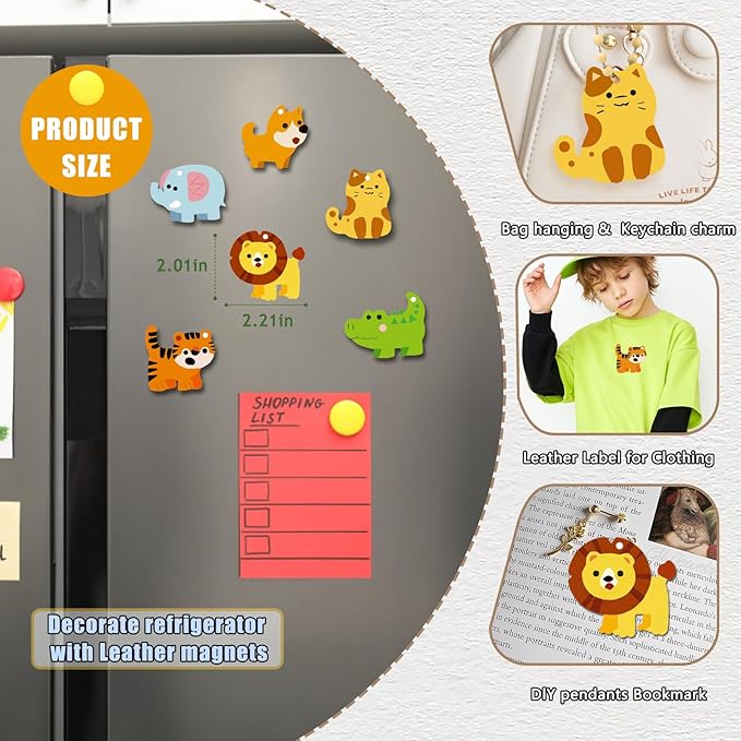 Magnetic Mini Tile Art-DIY Craft Kits for Kids,Fridge magnet painting kit for kids Ages 4-8,Soft Leather Fridge Magnets Craft Paint Set Animals & Vehicles,Party Favors for Kids 8-12