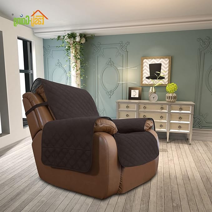 Easy-Going Sofa Slipcover Waterproof Oversized Recliner Chair Cover Non-Slip Fabric Couch Cover for Living Room Washable Furniture Protector for Pets Kids Children (Oversized Recliner, Chocolate)