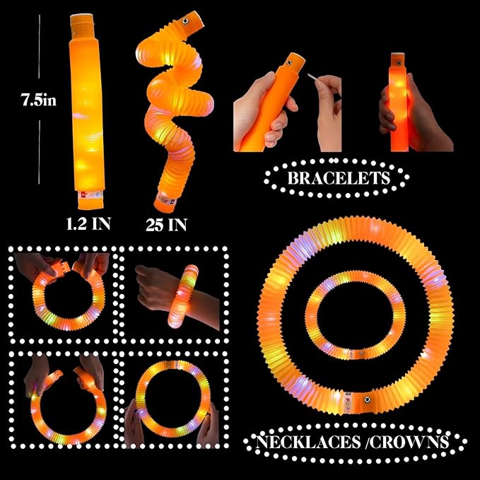 Light Up Glow Necklaces Bracelets Party Favors Accessories for Toddlers, Glow Sticks Pop Tubes for kids, Glow Birthday Camping Wedding Party Supplies Decorations for Boys Girls (Red 36 Pack)