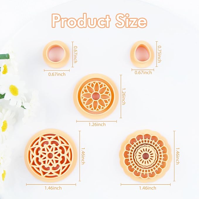 Puocaon Boho Polymer Clay Cutters - 5 Pcs Floral Clay Cutters for Polymer Clay Jewelry Making, Retro Dangle Earring Clay Jewelry Cutters, Embossed Cutters for Polymer Clay Earrings Clay Cutters Set