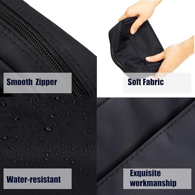 Hekyip Rectangular Beauty Bag, Small Travel Makeup Bag for Purse, Portable Waterproof Cosmetic Pouch for Ladies Women (Rectangular Inner Red)