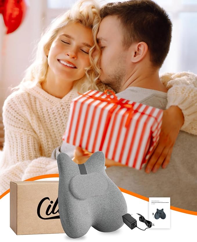 CILI Heated Lumbar Support Pillow for Office Chair, Memory Foam Lumbar Pillow with 4 Shiatsu Massage Heads, Graphene Heating Back Support Cushion, Chair Back Massager, Gifts for Him/Her