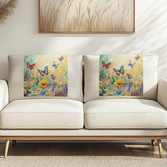 Butterfly Head Rest Cover for Recliner Easy to Install Floral Headrest Slipcovers Covers Pet Scratch Resistant Couch Headrest Covers for Sofa 3 Pack