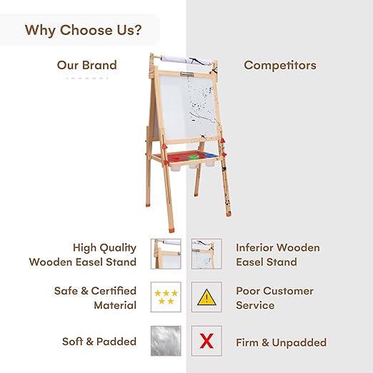 Childlike Behavior | Wooden Easel Stand - Sign Holder Stand - Poster Stands for Display - Painting Holder for Events and Decor - Adjustable and Portable Easel - Suitable for Wedding & Party Display