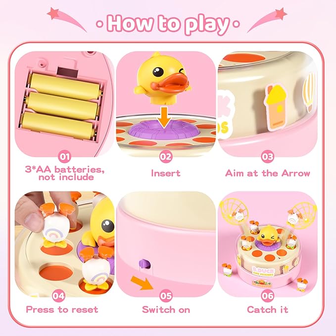 B.Duck Games for Kids Age 4-6, Catch and Bounce Duck Board Games for Kids 3-5,Family Toddlers Games Birthday Gifts for 5-7 Girls, Christmas Birthday Gifts for Toddlers 4-8