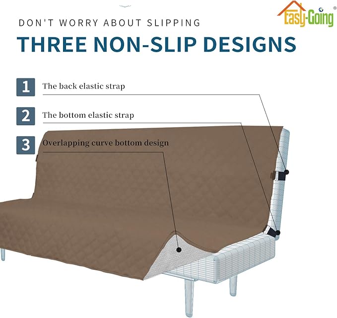 Easy-Going Sofa Slipcover Futon Cover Waterproof Couch Cover Furniture Protector Cover Pets Covers Whole Fabric No Stitching Non-Slip Fabric Pets Kids Children Dog Cat (Futon, Camel)