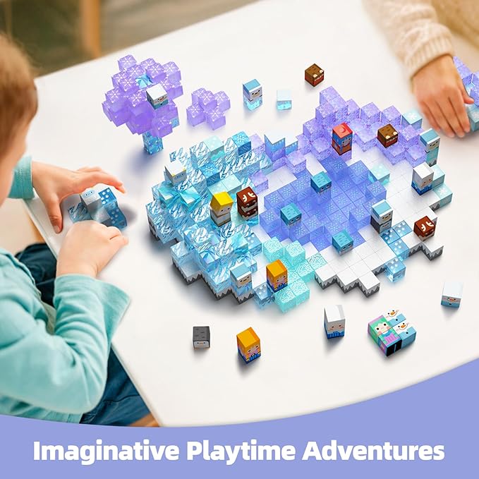 GobiDex 100PCS Magnetic Blocks Magnet Building Toys, Frozen Toys Princess Castle for Girls, Upgraded STEM Sensory Birthday Gift for Kids Age 3+ Years Old