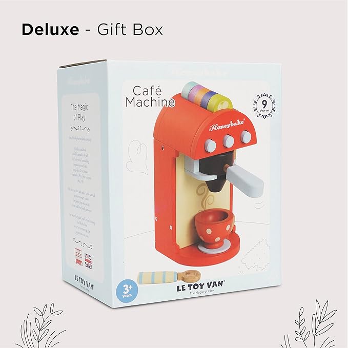 Le Toy Van - Honeybake Premium Wooden Cafe Machine Set - Pretend Kitchen and Cafe Play Toy Set | Kids Role Play Toy Kitchen Accessories (TV299), Small