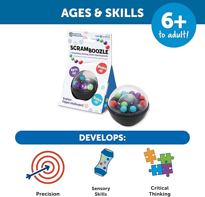 Learning Resources Scramboozle Puzzle Ball - 3D Brain Teasers and Puzzle Games for Kids and Adults, Puzzle Sort Ball Game, Easter Basket Stuffers For Teens, Ages 6+