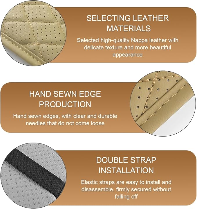 Arwrilt Car Center Console Cover, Leather Automotive Armrest Cushion with 2 Storage Bags, Breathable Armrest Cover, Universal Waterproof Arm Rest Protection Pad for SUV, Sedan, Truck (Beige)