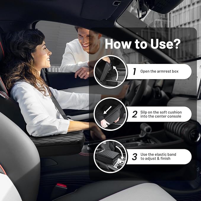 Autorder Center Console Cover for 2021-2025 2026 Ford F150/2022-2025 2026 F150 Lightning Accessories Armrest Cushion Cover Nappa Leather Middle Console Covers (Only fit for Work Surface Console)