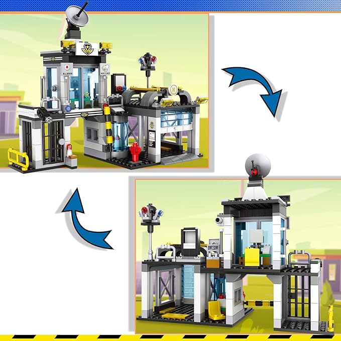 City Police Station Building Set, Compatible with Lego Police, 564PCS City Police Sets with Police Car, Motorcycle, Trailer and Drone, Compatible with Lego Police Kits, Gift for Boys 6-12