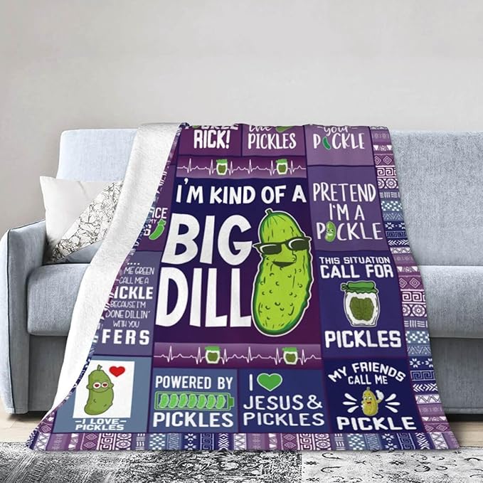 Pickle Blanket for Boys Girls, Cute Pickle Themed Design Printed Throw Blankets for Kids Lap, Chair, Warm Soft Cozy Blanket, 30"x 40"