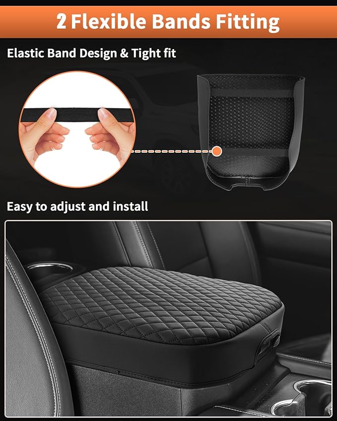 Shademax Center Console Cover for Chevy Chevrolet Tahoe, Suburban, Yukon 2021-2025 2026 Accessories Armrest Cover Cushion Pad Middle Console Cover Car Armrest Seat Box Protector Leather Anti-Scratch