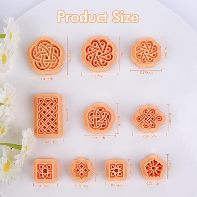 Puocaon Knot Polymer Clay Cutters - 10 Pcs Weave Knot Clay Cutters for Polymer Clay Earrings, Wicker Polymer Clay Cutters for Earrings Jewelry, Rattan Earrings Polymer Clay Cutters
