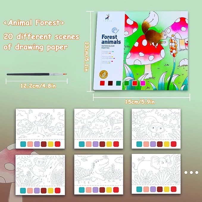 BAOXUE Water Coloring Books For Kids Ages 3 4 5 6 7 8,Pocket Watercolor Painting Book For Toddlers,Arts And Crafts For Boys Girls,Paint With Water Colors Book Kit,Kids Travel Art Set Ages 2-4