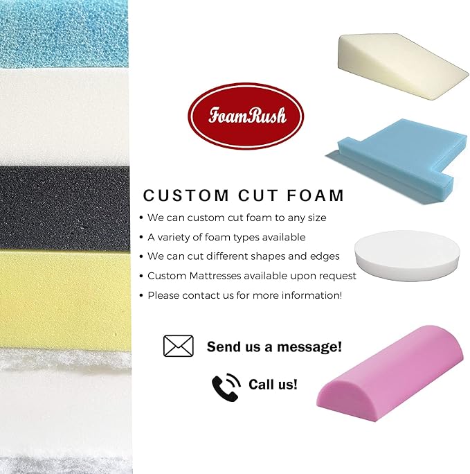 FoamRush 10" x 24" x 24" Water-Resistant Dry Fast Outdoor Upholstery Foam Sheet for Outdoor & Marine Furniture (Chair Cushion Foam for Patio Furniture, Boat Seat Cushion Replacement)