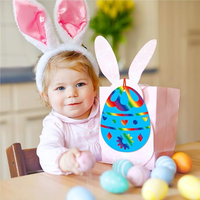 32 Sets Magic Color Scratch Art Easter Egg Ornaments Decorations DIY Easter Craft Kits Scratch Paper Easter Egg Scratching Tools for Kids Party Favors Easter Spring Classroom Home Activity Art Project