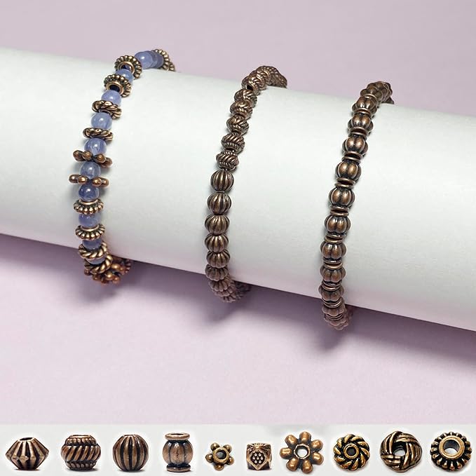 Antique Copper Beads for Jewelry Making Spacer Beads & Bead Assortments for Bracelet Necklace Earring Making Copper Craft Supplies Beads Copper Jewelry Findings Small Seed Beads Jewelry Set 500Pcs