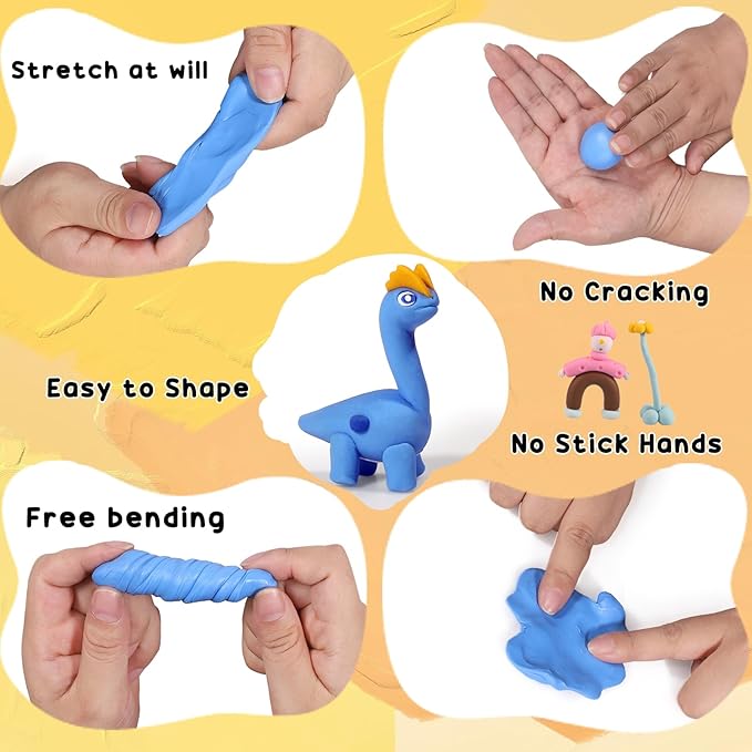 Polymer Clay,Ixiaoyoo Oven Bake Modeling Clay for Kids, DIY Starter Kits Model Clay, Non-Toxic, Non-Sticky,with Sculpting Tools, Ideal for Children and Artists