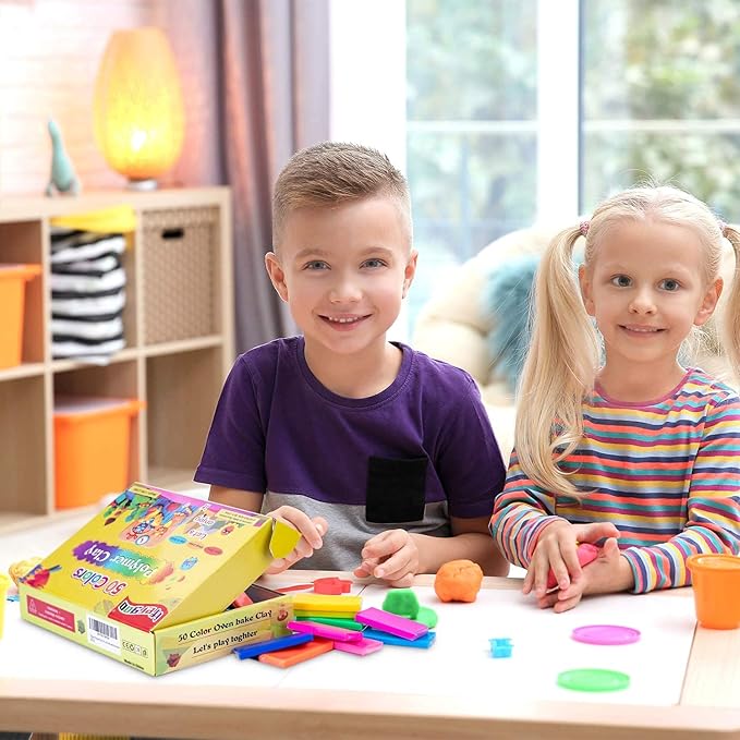 ifergoo Polymer Clay, Modeling Clay for Kids DIY Starter Kits, 50 Color Oven Baked Model Clay, Non-Toxic, Non-Sticky, with Sculpting Tools, Ideal Gift for Boys, Girls and Artists