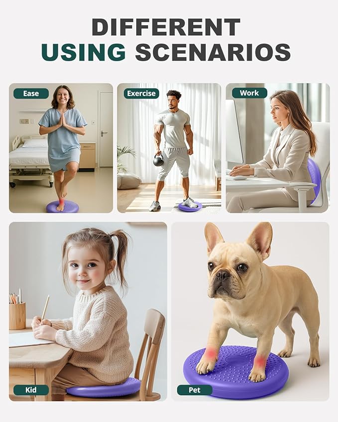 Trideer Wobble Cushion Core Balance Disc, Flexible Seating for Classroom Elementary, Wiggle Seat for Sensory Kids, Balance Pad with Inflation Pump