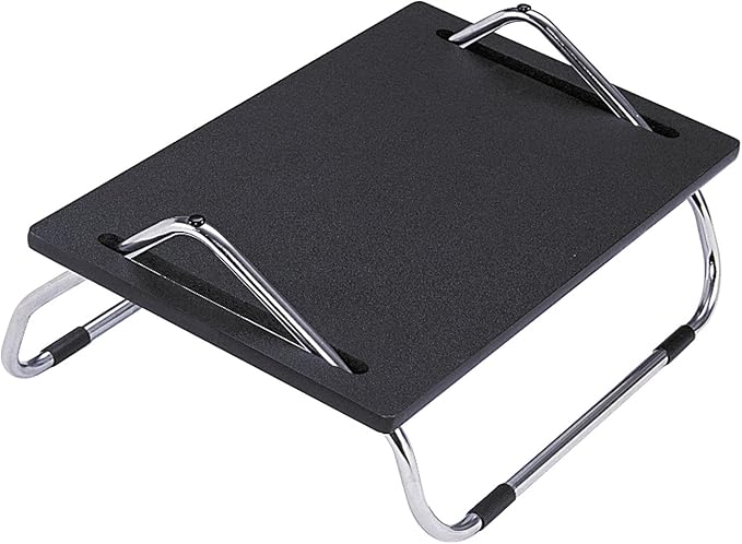 Safco Ergo-Comfort 8 In High Adjustable Footrest, Tilt Angle, Black with Chrome Stand