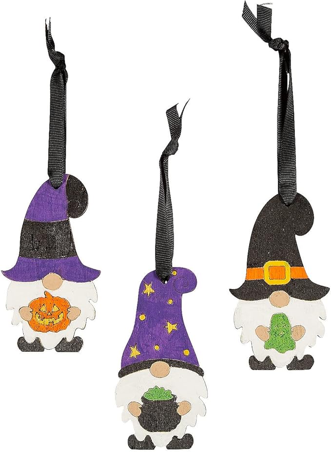 Color Your Own Halloween Gnome Ornaments - 12 Pieces