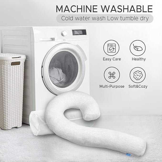 Body Pillow for Adults - Soft Long Bed Pillows Insert for Sleeping - Shredded Memory Foam & Removable Washable Cover - Swan Shaped Pregnancy Side Sleeper Pillow 49 Inch (Grey)