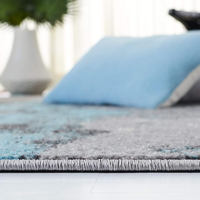 SAFAVIEH Adirondack Collection Area Rug - 8' x 10', Turquoise & Grey, Modern Abstract Design, Non-Shedding & Easy Care, Ideal for High Traffic Areas in Living Room, Bedroom (ADR134K)