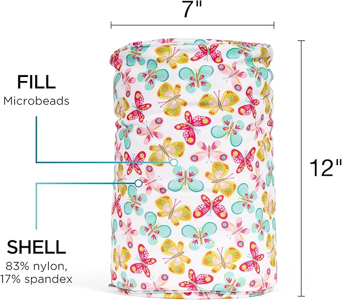 Brookstone Squishy FOM Cushion Pillow - The Original Stretchy, Comfy, Colorful Pillow for Neck, Lumbar Support, and Bed - for Sleeping, Car, Travel, Small, Butterflies, 12 x 7 Inches