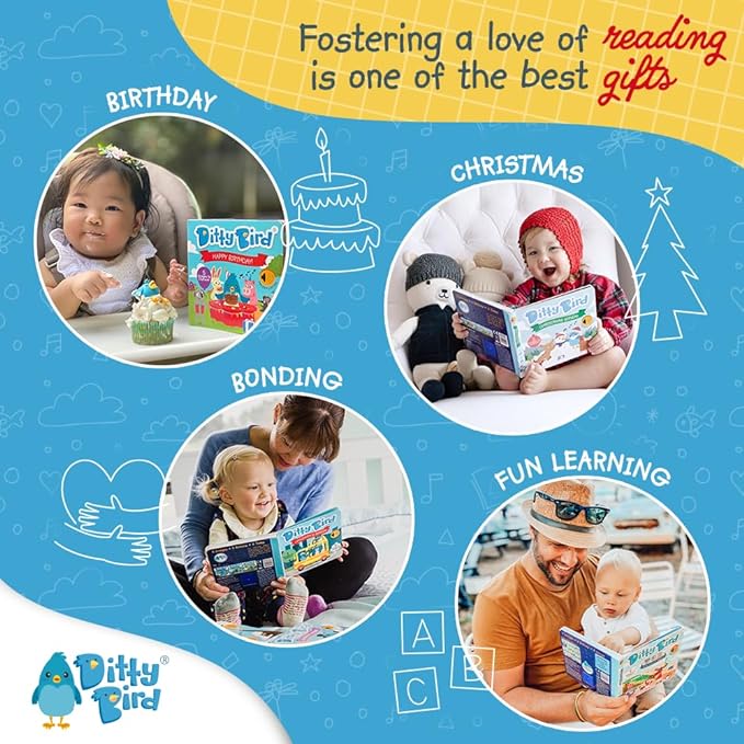 DITTY BIRD Touch & Feel Colors Edition Musical Books | Fun Montessori Toys & Learning Resources | Sensory Toys for Kids | Interactive Toddler Books for 1 Year Old to 3 Year Olds | Sturdy Baby Book