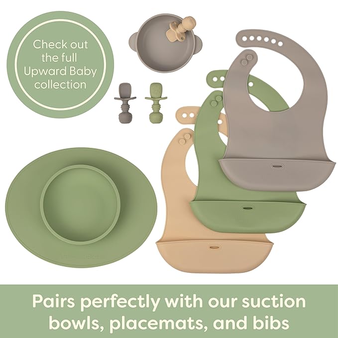 Upward Baby Spoons Self Feeding 6+ Months - 3 Pack, Chewable Toddler Utensils with Anti Choke Barrier, Baby Feeding Essentials, Baby Spoons 4 months, Silicone Baby Spoons, Red White Blue