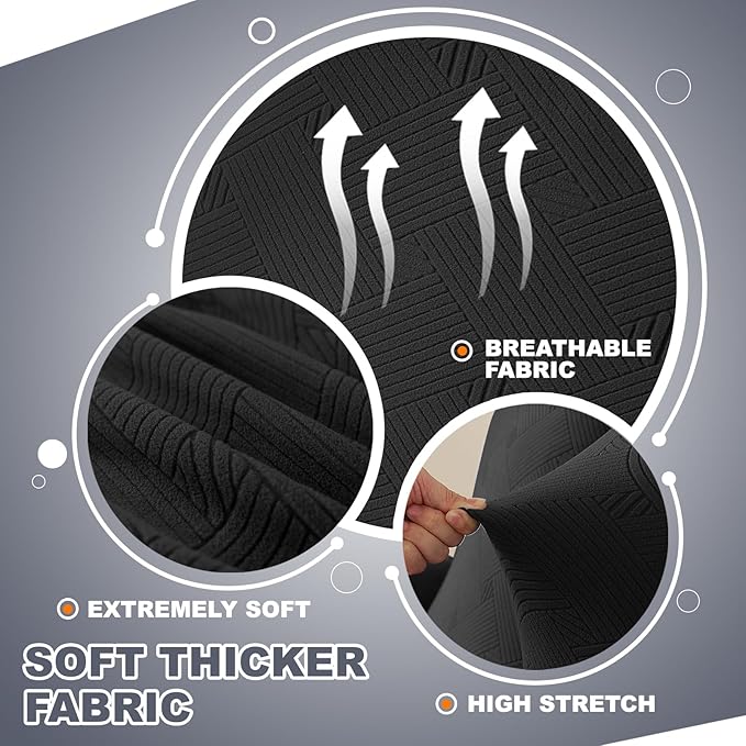 JIVINER Loveseat Recliner Covers, Jacquard 4 Piece Recliner Sofa Cover with Pockets Washable Lazy Boy Reclining Couch Protector with Elastic Bottom (Recliner Loveseat, Black)