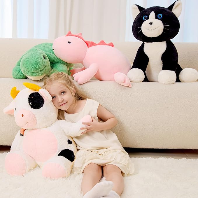 JOD® Cow Weighted Stuffed Animals - 27 Inch 5 Pounds Weighted Plushies Cow Stuffed Animals,Adorable Stuffed Animal for Kids and Adults Cattle Plushie Pillow Decor