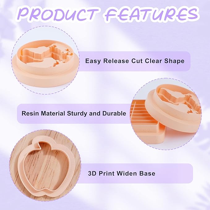 Puocaon Polymer Clay Cutters - Back to School Clay Cutters, Apple Crayon Polymer Clay Cutters for Jewelry Making, Chalkboard Notebook Detailed Embossed Clay Cutters for Earrings Studs Pendant 8 Pcs