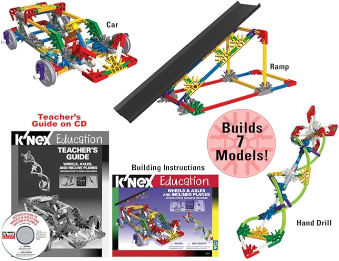 K’NEX Education – Intro to Simple Machines: Wheels, Axles, & Inclined Planes Set – 221 Pieces – Ages 8+ Engineering Educational Toy