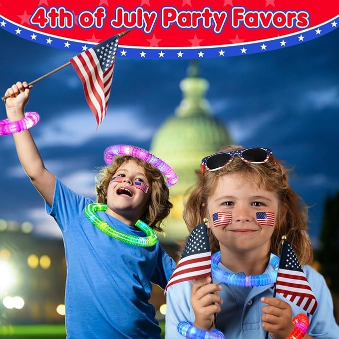 24 Pcs Glow Sticks Party Favors for Kids,Light Up Tubes Fidget Toys,Glow in The Dark Party Supplies Camping Toys, LED Bracelet Necklace Goodie Bag Stuffers Birthday Return Valentines Day Gifts