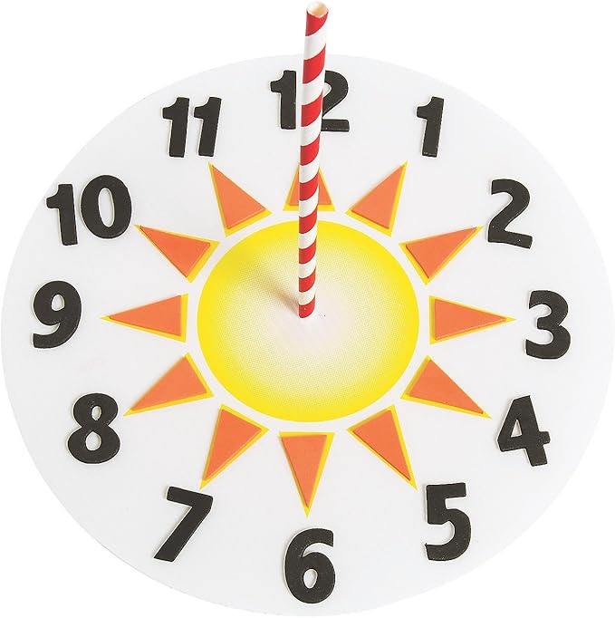 Fun Express Sun Dial Craft Kit - STEM Educational Activity for Kids Hands-On Learning for Classroom or Home Teaches Time Concepts Easy to Assemble Great for Group Projects - 12 Pieces