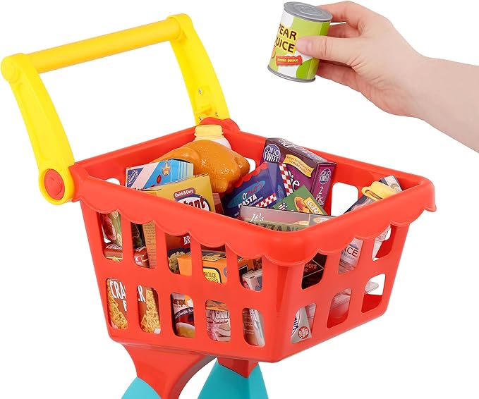 Battat – Pretend Shopping Playset – Play Groceries & Cart – 29 Play Food Items – Play Kitchen Accessories – 2 Years + – Shopping Day Grocery Cart