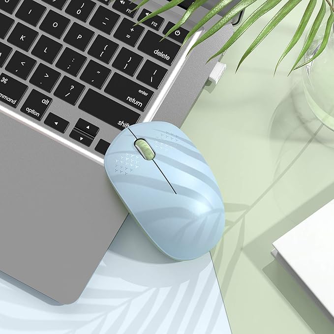 seenda Wireless Mouse, 2.4G Noiseless Mouse with USB Receiver Portable Computer Mice for PC, Tablet, Laptop - Light Blue&Olive Green
