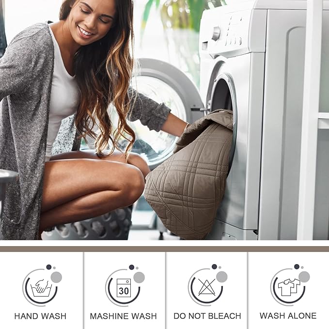TAOCOCO 100% Waterproof Reclining Chair Cover, Non Slip Chair Covers for Recliners with Arms, Washable Recliner Chair Cover Furniture Protector for Kids, Pets(Recliner Chair, Taupe)