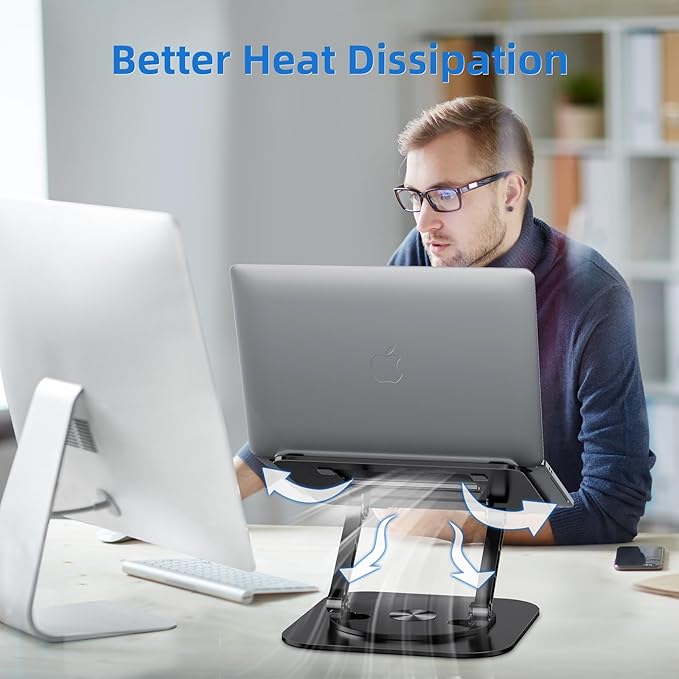 MCHOSE Laptop Stand for Desk, Ergonomic Laptop Riser with 360° Rotating Base, Foldable Notebook Computer Holder Stand Compatible with MacBook Air Pro, Dell XPS, More 10-17" Laptops, Black