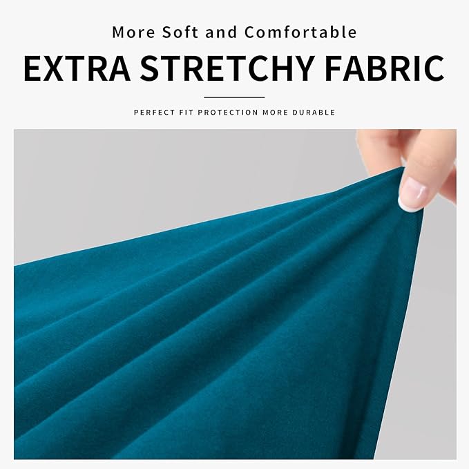 Easy-Going 100% Dual Waterproof Loveseat Cover Stretch Soft Couch Cover for Dogs, Sofa Slipcover for 2 Separate Cushion Couch Leakproof Furniture Protector for Kids, Pets Peacock Blue