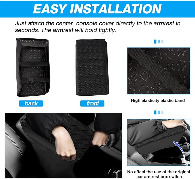 FIILINES Center Console Cover for Toyota 4Runner 2010-2024, Armrest Cover Pad Cushion 4Runner Accessories Armrest Cover Middle Console Cover Seat Box Lid Portector Anti-Scratch Black