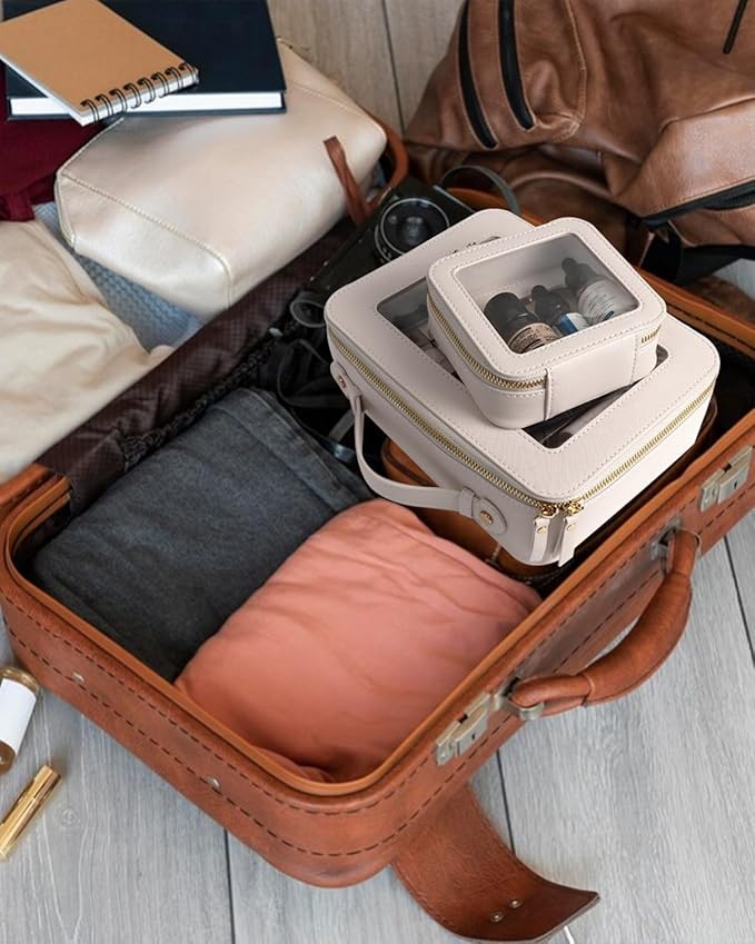 FFpaw Travel Clear Makeup Bag Set, TSA Approved Cosmetic Bag Case with Zipper Portable Makeup Pouch Toiletry Bag Women Traveling Cosmetic Organizer Storage Bag Car Organizer Car Essentials for Women